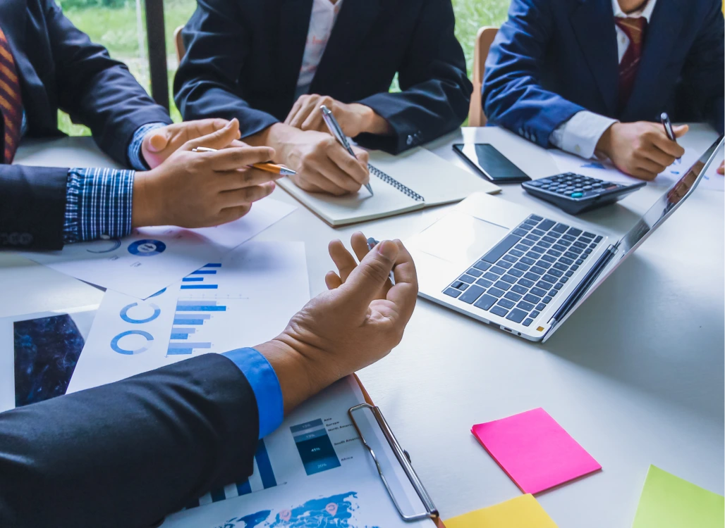 hands closeup in office meeting